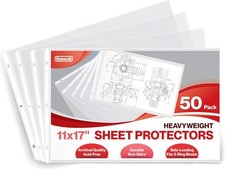 Dunwell 11x17 Sheet Protectors Landscape - 50 Pack, 11x17", Heavy Weight