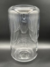 Large Clear Glass Vase 12.25" Tall, 7" Dia. and 3.75" Dia. Top Opening