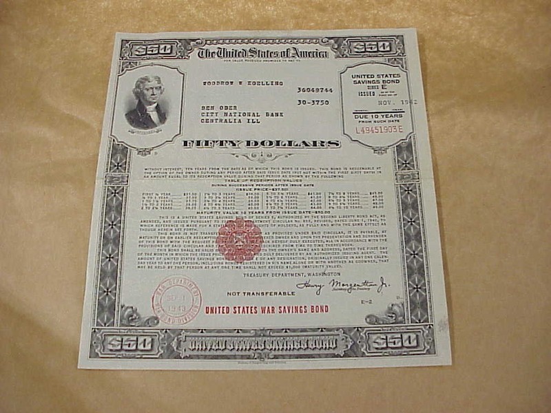 UNITED STATE WAR USA $50 SAVINGS BOND, 1942, SERIES E