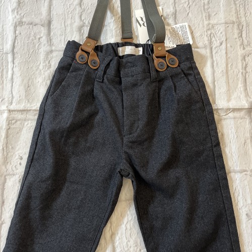 Zara Kids Black Boys Dress Pants With Adjustable Suspenders NWT Size 7 Years - Picture 2 of 8