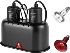 Nano Dual Reptile Lamp Fixture 7.5in w/ 60W Basking  Infrared Bulbs Terrarium