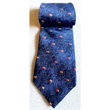John Henry Men's Tie 60 x 4  Blue 100 Silk Made USA