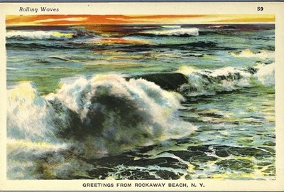 Rockaway Beach Queens Greetings Rolling Waves Early 1900s Postcard 