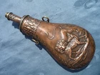 Very rare antique French "Lion attacks Wolf" POWDER FLASK by A.C. PARIS