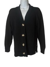 Gap Womens Sm Four Button Front Cardigan Sweater Black 100 Cotton Long Sleeve
