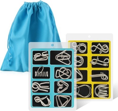 Metallpuzzle Set 16 Stück Denkspiel IQ Test Logik Spielzeug für Kinder