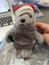 Coca Cola Seal Plush With Santa Hat  Coca Cola Bottle Tags 1997 Christmas Seal
