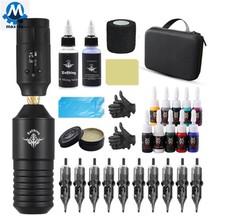 Wireless Tattoo Gun Kit with Pen Batteries Needles and Inks for Beginners