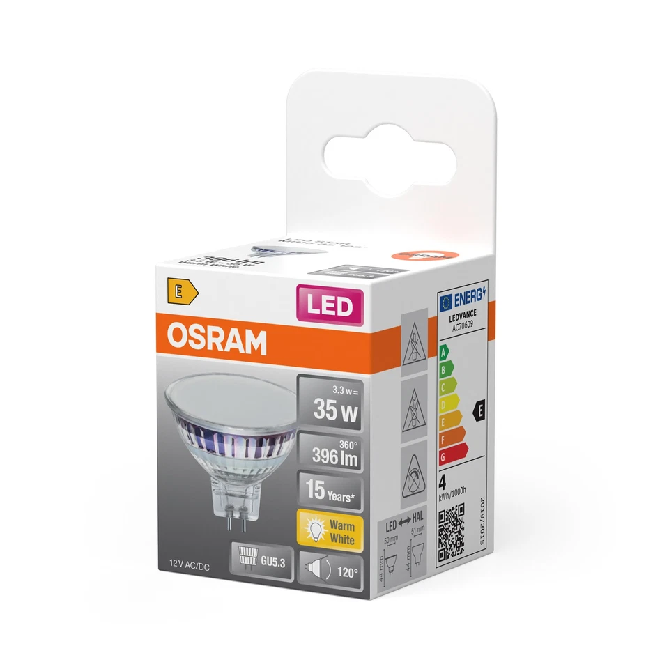 OSRAM LED Spot Lampe Star MR16 3,3W 827, 2700K warmweiß, GU5.3, 120°, 396 lm, - Bild 2 von 4