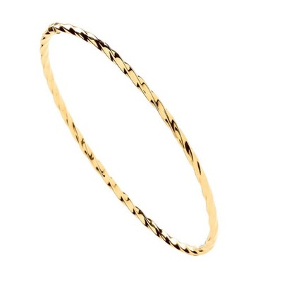 9K Gold Rund Twist Armreif Armband | 2,5 mm Massiv Gelbgold Stapelarmreif