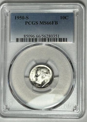 1950 S ROOSEVELT DIME PCGS MS 66FB