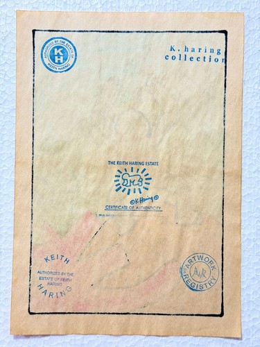 Keith Haring (Handmade) Drawing on antique paper Signed and Sealed size 21x29.5 - Picture 2 of 2