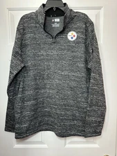 Size L NFL Team Apparel Pittsburgh Steelers Men Long Sleeve Pullover Quarter Zip