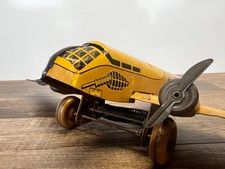 Vintage Marx Windup Airplane: Tin Litho WWII Fighter Bomber