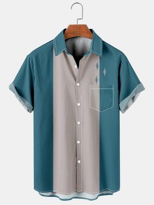 Mens Large Short Sleeve Shirt With Simple Pattern