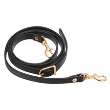47 Inch Adjustable PU Leather Purse Strap with Gold Hardware, Black