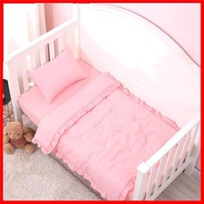Delicate Ruffle Pink Crib Bedding Set - Comfortable 3-Piece Nursery Essential