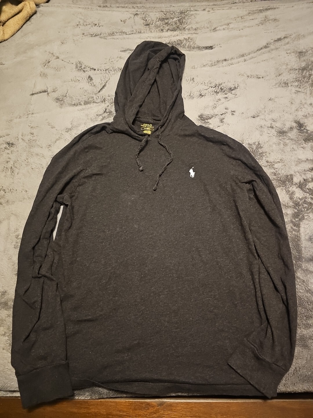Polo Ralph Lauren Felpa con Cappuccio Uomo MEDIA Grigio Pullover Leggero Bianco Pony