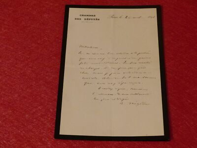 Signed Letter Autographed By Alfred Mezieres (Politics Journalism) 1892