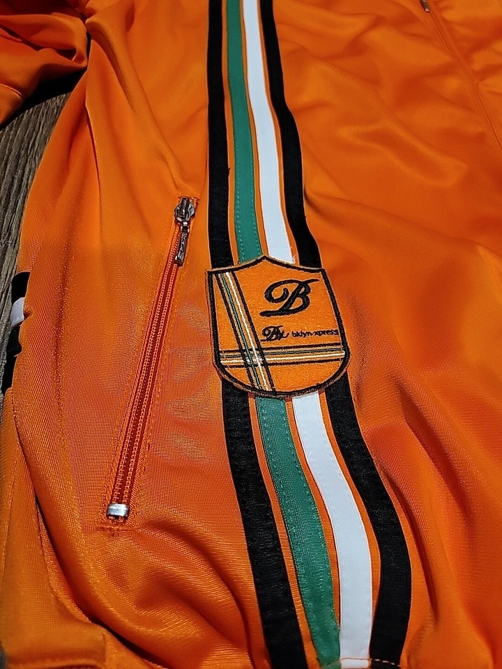 Chaqueta deportiva Brooklyn Xpress bordada con cremallera naranja XL para hombre Foto 4 de 4