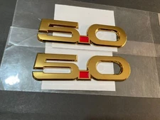 2015-2022 NEW Gold & Red 5.0L 5.0 Emblem Fender Badge -2pcs