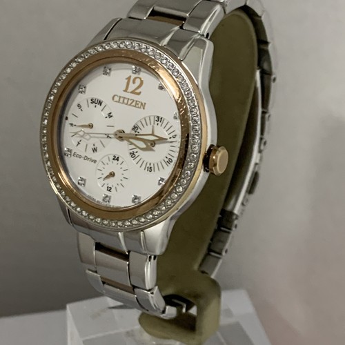 Citizen Ladies Eco-Drive Diamond Accent Day Date Two T Bracelet Watch FD2016-51A - Picture 2 of 16