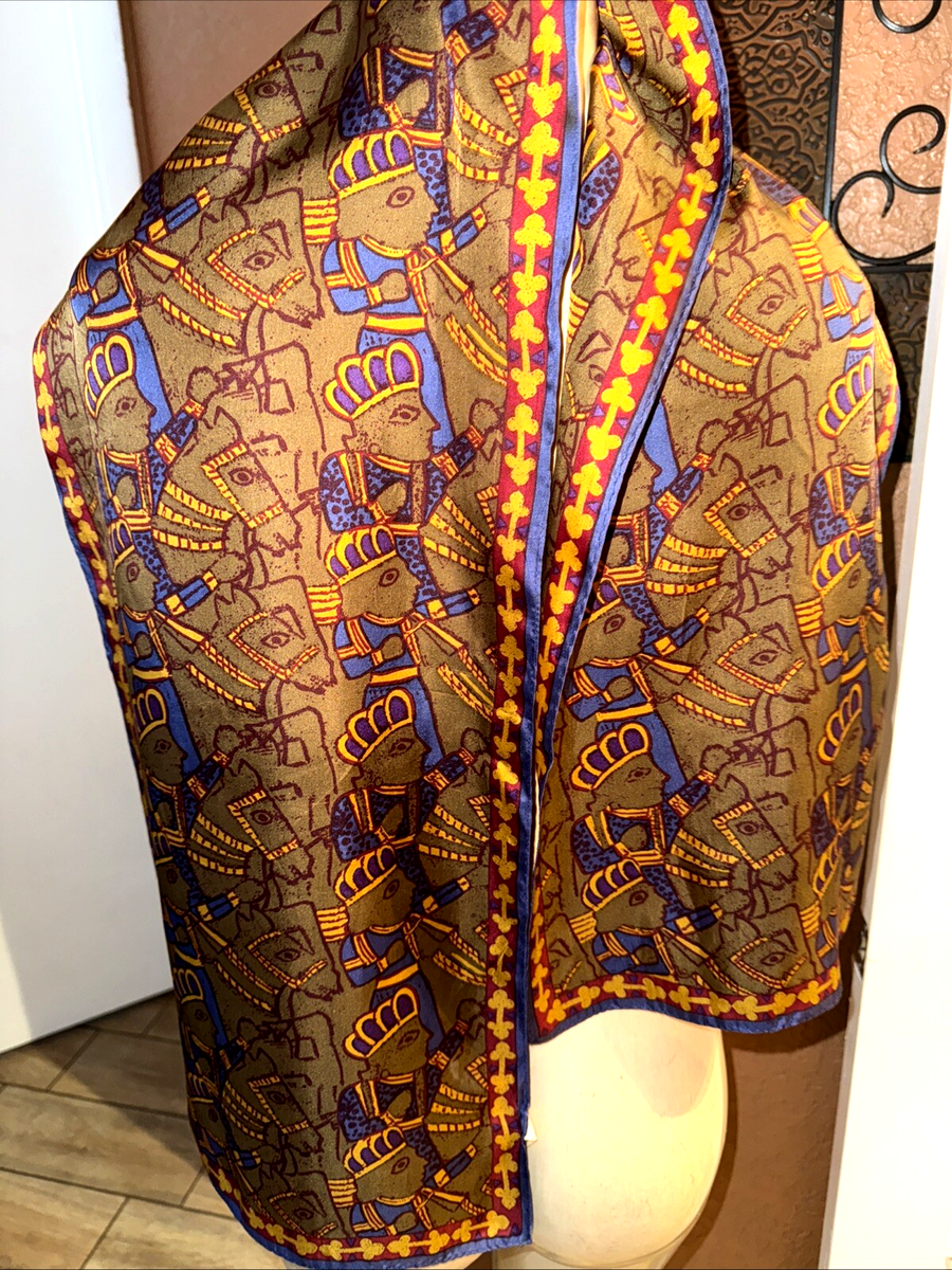 Vana Japsn Silk Scarf Artsy Unique HTF Pattern. 52