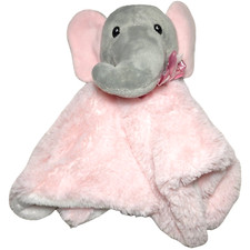 Lila Jack Pink Elephant Baby Security Blanket 12" White Glitter Bow Girl Plush