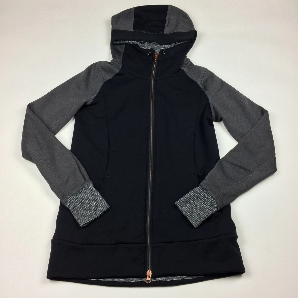Lululemon Hoodie Womens 6 Stretch It Out Black Thumb Holes Full