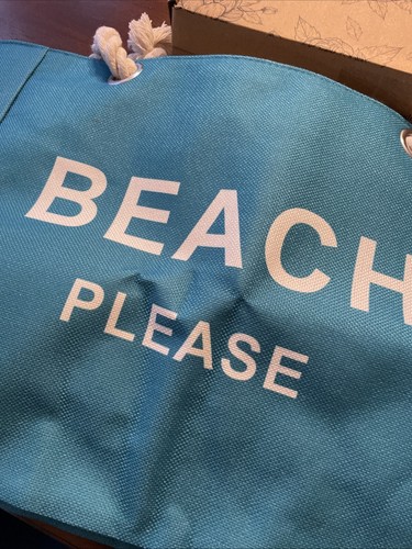 TESALATE Beach Please Large Canvas Beach Tote Bag with Zipper, Teal Blue, NWT - 第 6/12 張圖片