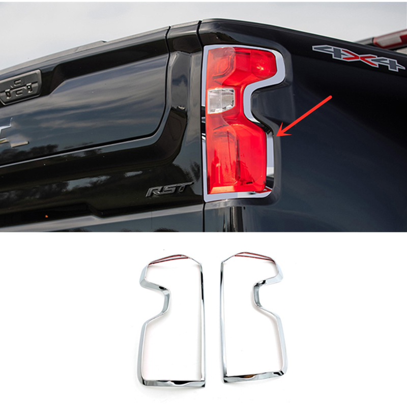 For 2021-2023 Chevy Silverado 1500 Chrome Rear Tail Light Lamp Cover Trim Frame