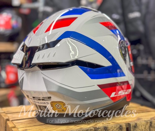 LS2 FF808 STREAM II VINTAGE WHITE BLUE RED MOTORCYCLE HELMET - ECE22:06 - 第 4/19 張圖片