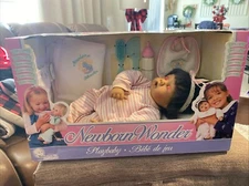 Lee Middleton Vtg 2000’s Newborn Wonder Play Baby Doll Ethnic, Red Eyes