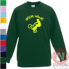 Personalised BMX sweatshirt bikes cycling Children kids - Just add name