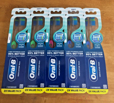 5 - 2pk Oral - B Indicator Max Soft Yellow Change Toothbrushes
