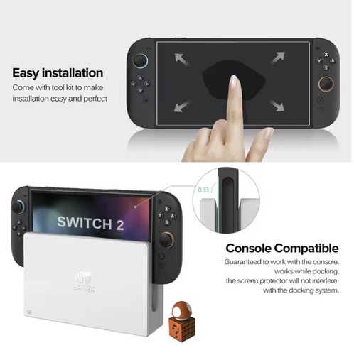 Full Cover Ultra 9H+ HD Screen Protector Auto-Dust Removal for Nintendo Switch 2 - 第 5/10 張圖片