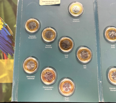 ブラジル　リオオリンピック2016公式記念1レアル　バイメタル16種　希少 Brazil Bimetal R$1 Real Coin Commemorative Set Rio Olympics 2016