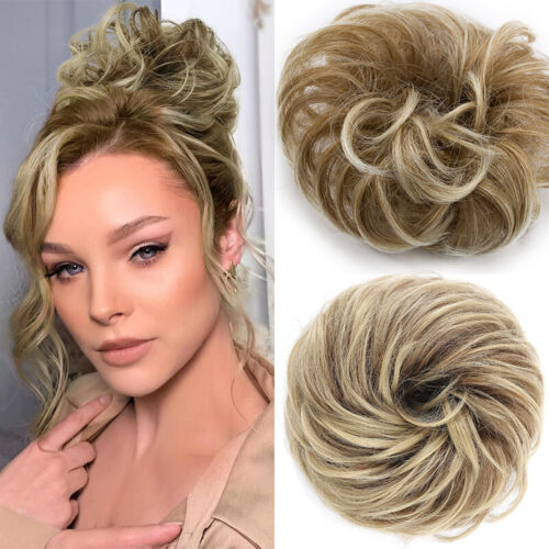 US Curly Messy Hair Bun Piece Scrunchie Updo Thick Hair Extensions Real As Human