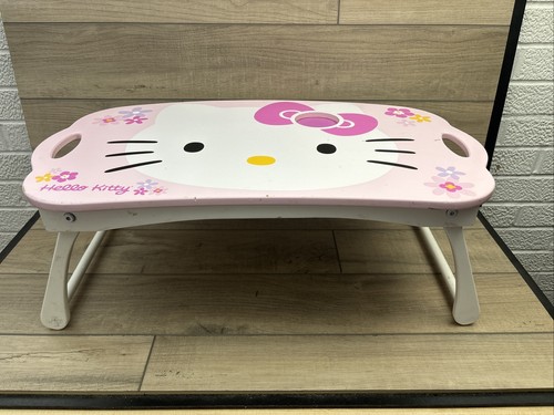 Vintage Hello Kitty Pink Wood TV - Activity Tray W/Fold Out Legs Sanrio 2004 - Picture 9 of 14