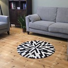 Hair-on Cowhide Patchwork Round Rug, Animal Skin Home Handmade Décor, Cow hide