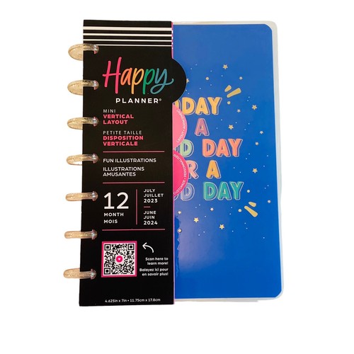 The Happy Planner Mini Monthly/Weekly Disc-Bound Vertical 2023-2024 "Good Day" - Afbeelding 1 van 13