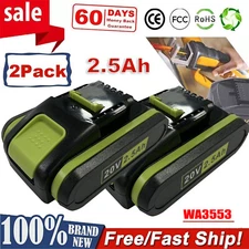 2Pack for Worx 20V Battery Lithium 2.5Ah WA3551 WA3553 WA3551.1 Power Tools