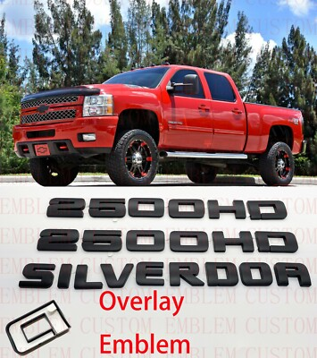 #ad Matte BLACK 2500HD SILVERADO DOOR Tailgate LT EMBLEM NAMEPLATE Overlay 2007 2019 $48.89
