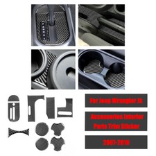 Carbon Car Water Cup Holder Gear Shift Parts Trim For Jeep Wrangler Jk 2007-2010