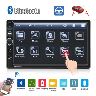 7'' Double 2 DIN Car MP5 Player Bluetooth Touch Screen Stereo Radio WITH FRAME