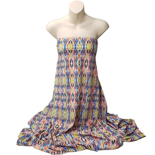 Psychedelic Stained Glass Ikat Print 4-Way Stretch Nylon Spandex Fabric - Picture 4 of 10