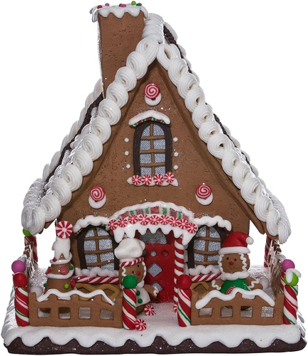 Kurt Adler 10" Battery-Operated Claydough LED Gingerbread House Tablepiece - Picture 2 of 10