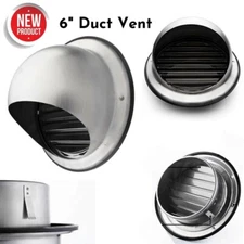 6in Duct Vent Wall Vent Cover Exterior Cap Silver Kitchen Exhaust Fan Range Hood