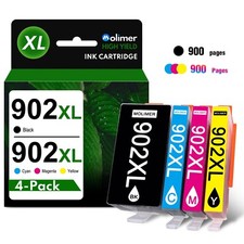 902XL Ink Cartridge Combo for 902XL 6958 6978 6962 Printer 4PK, BK/C/M/Y 
