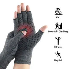 Compression Gloves Anti Arthritis Fingerless Pain Relief Joint Support With Grip